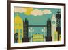 Illustration of London Symbols and Landmarks.-Iveta Angelova-Framed Art Print