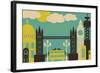 Illustration of London Symbols and Landmarks.-Iveta Angelova-Framed Art Print