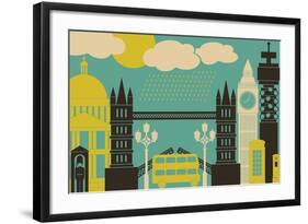 Illustration of London Symbols and Landmarks.-Iveta Angelova-Framed Art Print