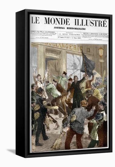 Illustration of Louise Michel Participating in an Unemployment Demonstration-Stefano Bianchetti-Framed Stretched Canvas