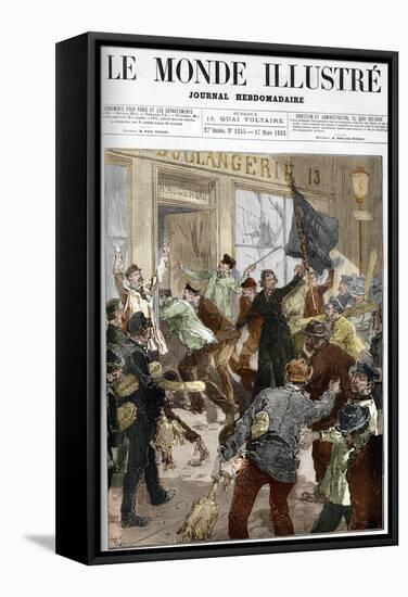 Illustration of Louise Michel Participating in an Unemployment Demonstration-Stefano Bianchetti-Framed Stretched Canvas