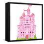 Illustration of Magic Fairy Tale Princess Castle. Raster Version.-Dazdraperma-Framed Stretched Canvas