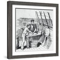 Illustration of Men Working on Whaling Ship-null-Framed Giclee Print