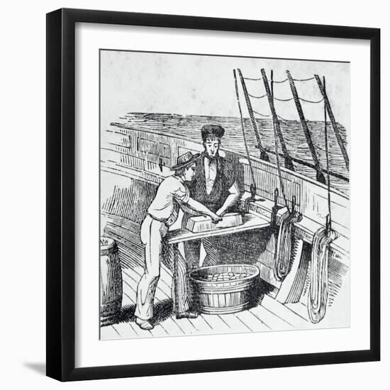 Illustration of Men Working on Whaling Ship-null-Framed Giclee Print