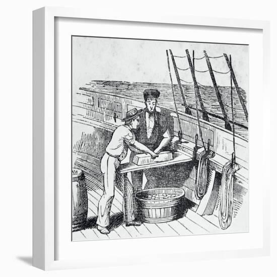 Illustration of Men Working on Whaling Ship-null-Framed Giclee Print