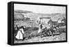 Illustration of Monks Plowing a Field-null-Framed Stretched Canvas