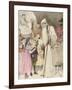 Illustration of Nicolo and the Krampus, Showing a Saint Nicholas Giving Presents to Children-null-Framed Photographic Print