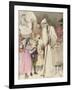Illustration of Nicolo and the Krampus, Showing a Saint Nicholas Giving Presents to Children-null-Framed Photographic Print