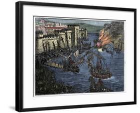 Illustration of Normans Laying Siege to Paris-Stefano Bianchetti-Framed Giclee Print