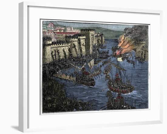 Illustration of Normans Laying Siege to Paris-Stefano Bianchetti-Framed Giclee Print
