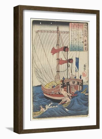 Illustration of Of the Sangi Komura's Poem, C. 1840-1842-Utagawa Kuniyoshi-Framed Giclee Print