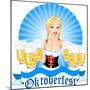 Illustration of Oktoberfest Girl Serving Beer. Raster Version.-Dazdraperma-Mounted Photographic Print