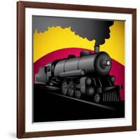 Illustration of Old Stylized Locomotive. Vector Illustration.-Radoman Durkovic-Framed Art Print