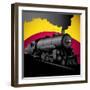 Illustration of Old Stylized Locomotive. Vector Illustration.-Radoman Durkovic-Framed Art Print