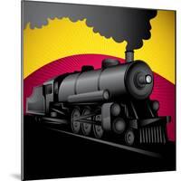 Illustration of Old Stylized Locomotive. Vector Illustration.-Radoman Durkovic-Mounted Art Print