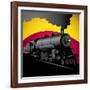 Illustration of Old Stylized Locomotive. Vector Illustration.-Radoman Durkovic-Framed Art Print