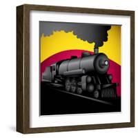 Illustration of Old Stylized Locomotive. Vector Illustration.-Radoman Durkovic-Framed Art Print