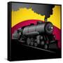 Illustration of Old Stylized Locomotive. Vector Illustration.-Radoman Durkovic-Framed Stretched Canvas