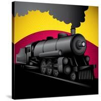 Illustration of Old Stylized Locomotive. Vector Illustration.-Radoman Durkovic-Stretched Canvas