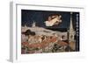 Illustration of Peter Pan and Wendy Flying over Town-null-Framed Giclee Print