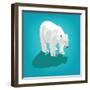 Illustration of Polar Bear on Blue-Olha Bocharova-Framed Art Print