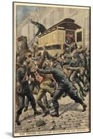 Illustration of Police and Thugs Fighting in Paris-Stefano Bianchetti-Mounted Giclee Print