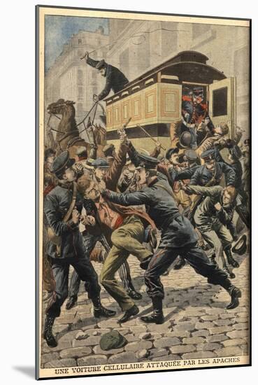 Illustration of Police and Thugs Fighting in Paris-Stefano Bianchetti-Mounted Giclee Print