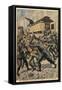 Illustration of Police and Thugs Fighting in Paris-Stefano Bianchetti-Framed Stretched Canvas