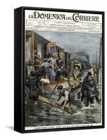 Illustration of Railroad Passengers Being Helped during a Paris Flood-Stefano Bianchetti-Framed Stretched Canvas