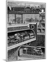 Illustration of Railway Transport in London-Stefano Bianchetti-Mounted Giclee Print