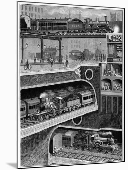 Illustration of Railway Transport in London-Stefano Bianchetti-Mounted Giclee Print