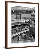 Illustration of Railway Transport in London-Stefano Bianchetti-Framed Giclee Print