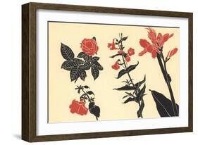 Illustration of Red Flowers-null-Framed Art Print