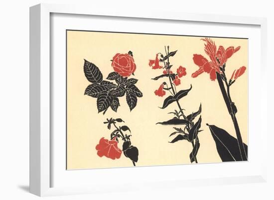 Illustration of Red Flowers-null-Framed Art Print