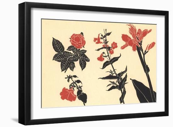 Illustration of Red Flowers-null-Framed Premium Giclee Print