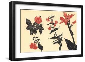 Illustration of Red Flowers-null-Framed Premium Giclee Print