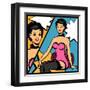 Illustration of Retro Girl in Pop Art Style-incomible-Framed Art Print