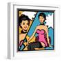 Illustration of Retro Girl in Pop Art Style-incomible-Framed Art Print