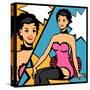 Illustration of Retro Girl in Pop Art Style-incomible-Stretched Canvas