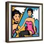 Illustration of Retro Girl in Pop Art Style-incomible-Framed Art Print