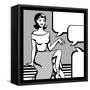 Illustration of Retro Girl in Pop Art Style-incomible-Framed Stretched Canvas