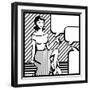 Illustration of Retro Girl in Pop Art Style-incomible-Framed Art Print