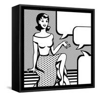 Illustration of Retro Girl in Pop Art Style-incomible-Framed Stretched Canvas