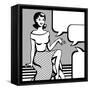 Illustration of Retro Girl in Pop Art Style-incomible-Framed Stretched Canvas