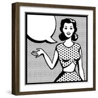 Illustration of Retro Girl in Pop Art Style-incomible-Framed Art Print