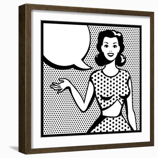 Illustration of Retro Girl in Pop Art Style-incomible-Framed Art Print