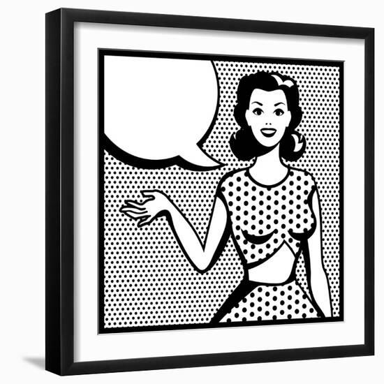 Illustration of Retro Girl in Pop Art Style-incomible-Framed Art Print