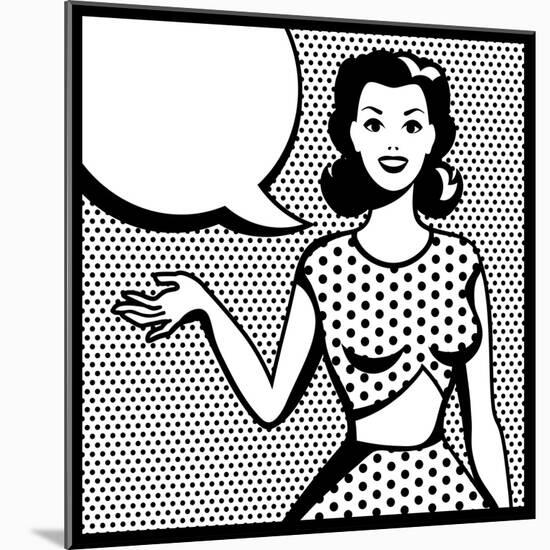 Illustration of Retro Girl in Pop Art Style-incomible-Mounted Art Print