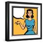 Illustration of Retro Girl in Pop Art Style-incomible-Framed Art Print