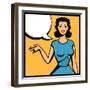 Illustration of Retro Girl in Pop Art Style-incomible-Framed Art Print